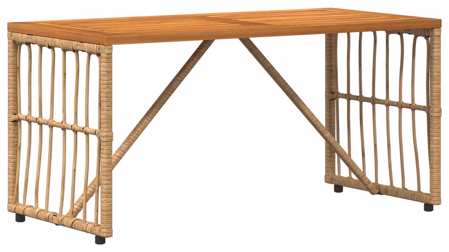 Tavolo da Esterno Naturale 80 x 40 x 40 cm Acciaio e Polyrattan