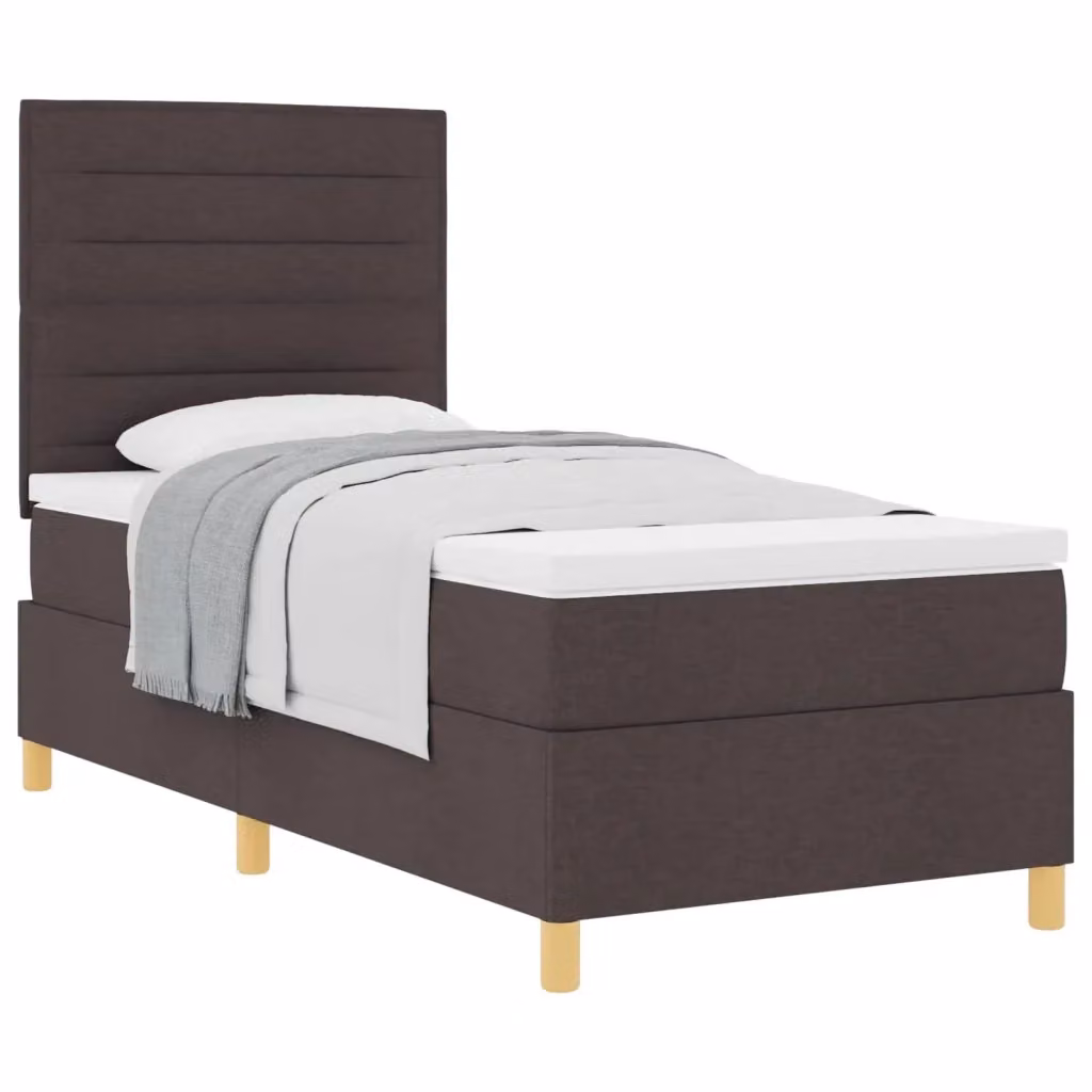 Letto a molle con materasso vidaXL in tessuto marrone con struttura in legno e MDF L/P/H: 200 x 80 x 40 cm – 2