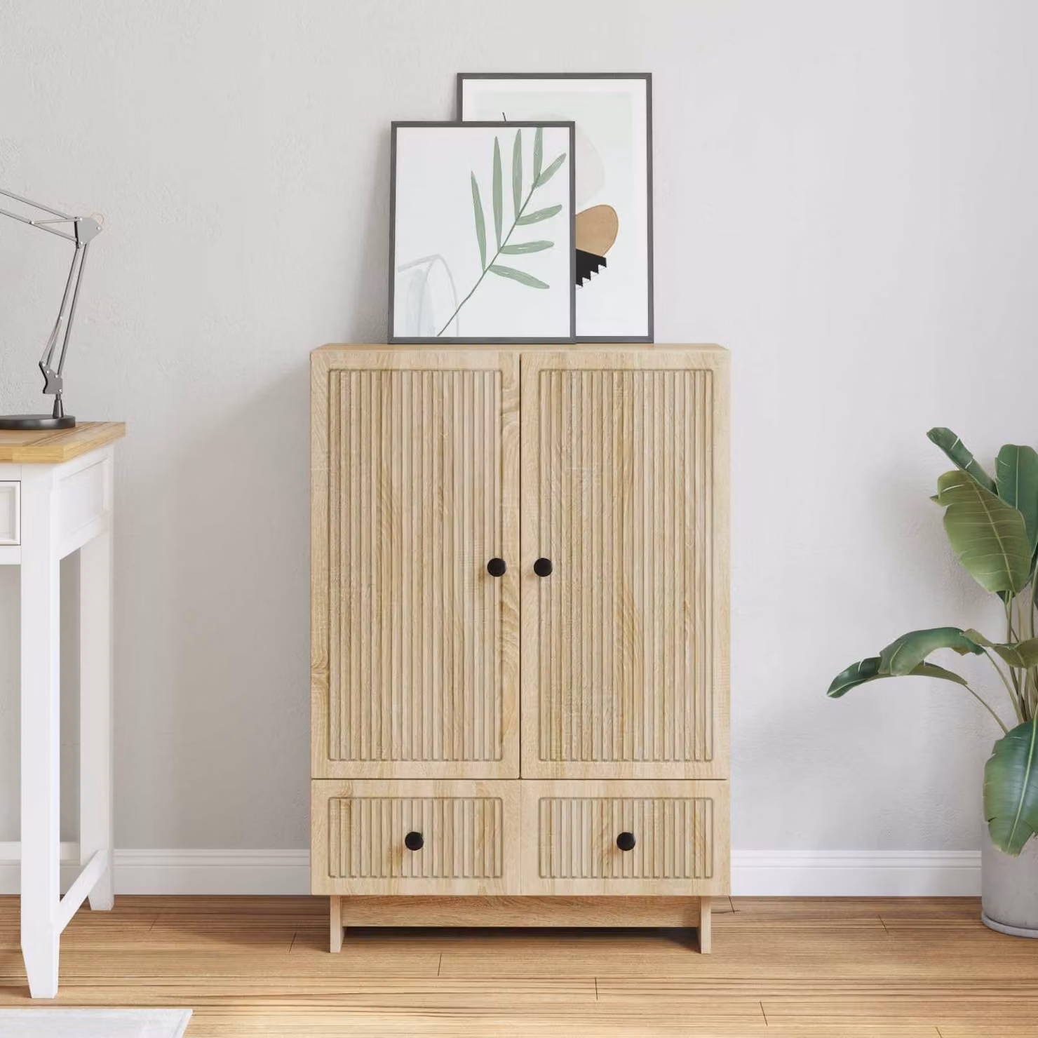 Credenza vidaXL in Rovere Sonoma e Legno MDF, Colore Marrone e Beige, L 66 cm x P 34,5 cm x H 95 cm