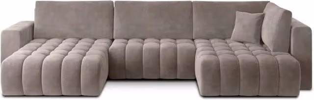 Divano ad angolo convertibile BONITA MEUBLORAMA beige effetto tessuto, 6 posti con funzione letto e poggiatesta regolabile, lato sinistro - L/P/H: 350 x 175 x 92 cm – 1