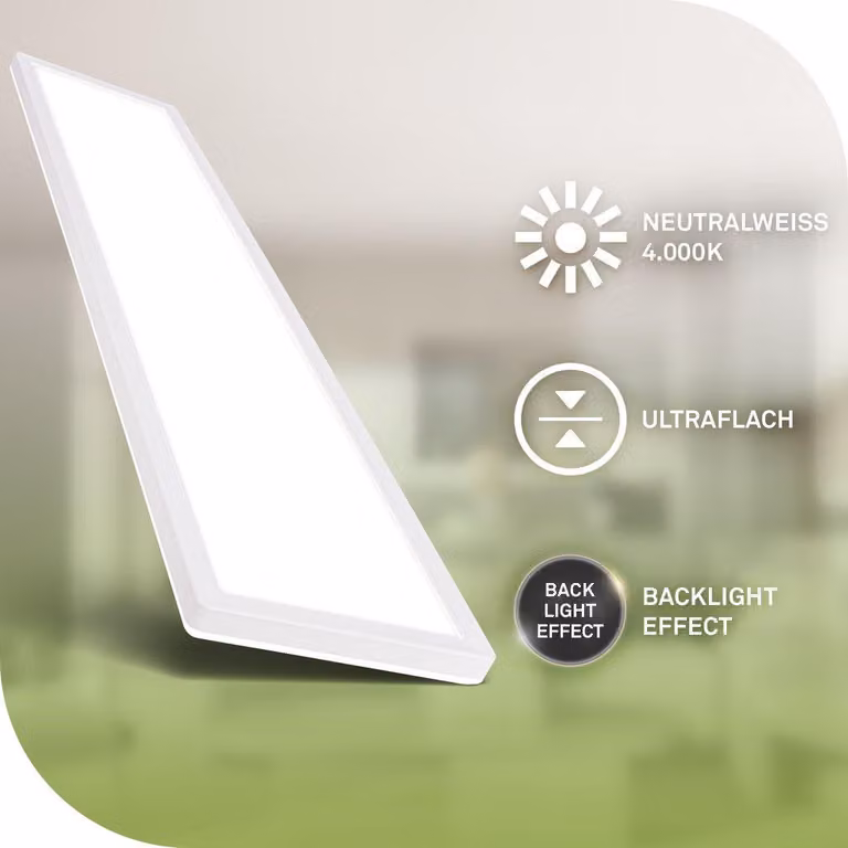 Briloner Lampada da soffitto a LED 98 cm, CEE A sorgente luminosa*, piatta, luce indiretta, lampada da salotto, pannello LED, lampada da cucina, 98x20x3 cm, bianca