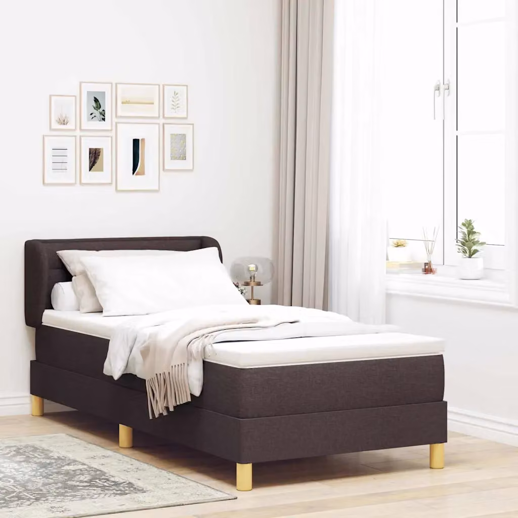 Letto a molle con materasso vidaXL in tessuto marrone scuro L/P/H: 90 x 200 cm