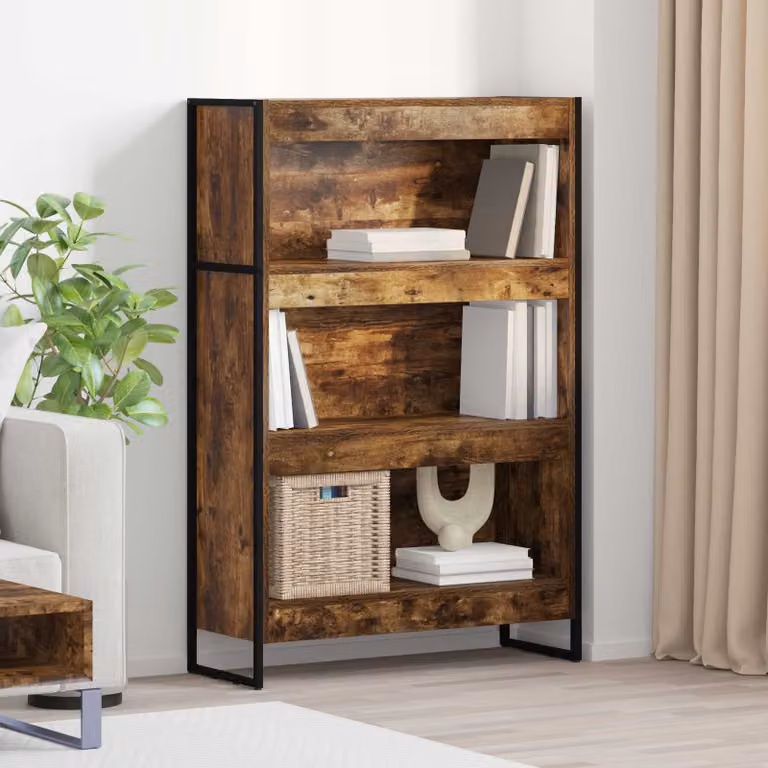 vidaXL Armadio per Libri in Stile Industrial con Legno e Metallo, Marrone, L 80 x P 30 x H 121 cm