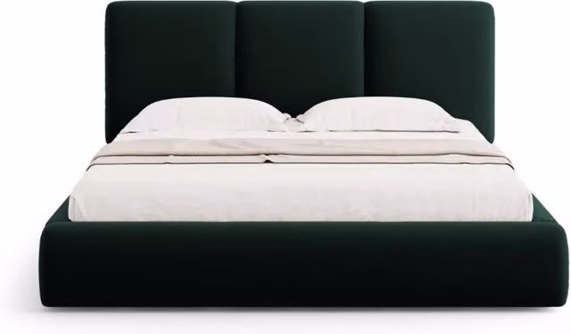 Letto con cassettone e testiera Nicolas di Cosmopolitan Design in velluto verde bottiglia L/P: 200 x 200 cm – 1