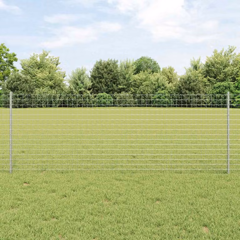 Recinzione Euro con palo vidaXL in acciaio zincato Argento, L: 10 m, H: 0,8 m