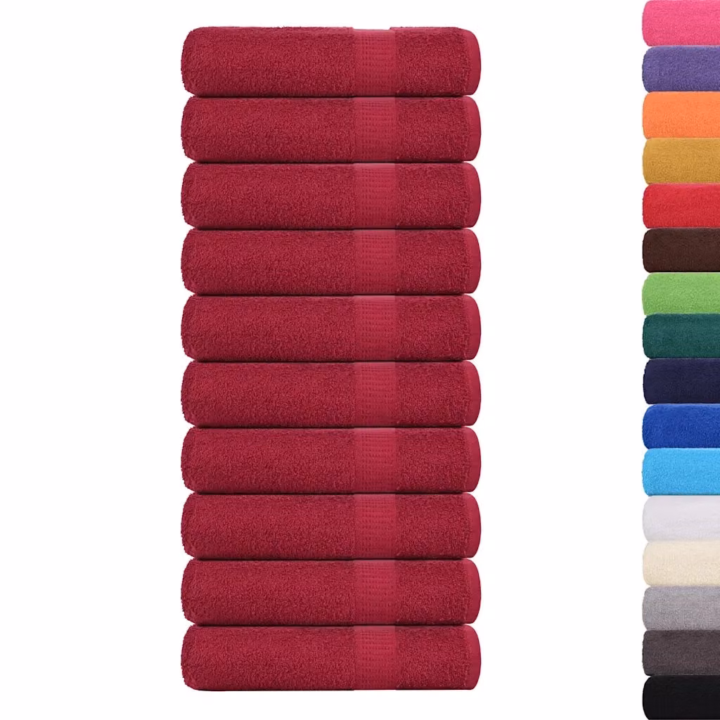 Set di 10 asciugamani da bagno FROGN in cotone spugna color rosso, L: 150 cm, grammatura 360 g/m2 – 2
