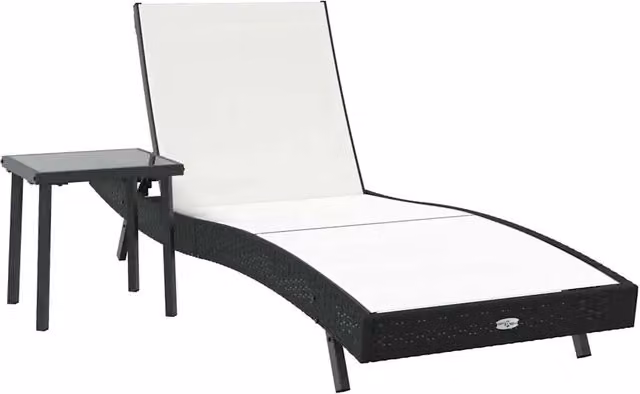 2 pz Lettino Prendisole | Sdraio da giardino | Lettino da sole Nero e Bianco polyrattan