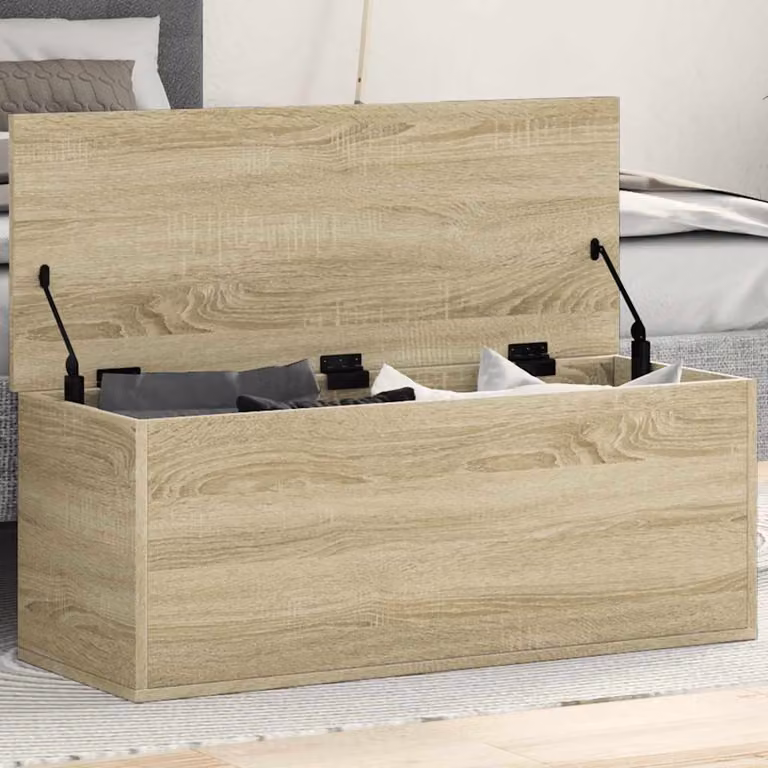 Contenitore Portaoggetti vidaXL in MDF Rovere Sonoma, Colore Marrone e Beige, L 90 x P 35 x H 35 cm