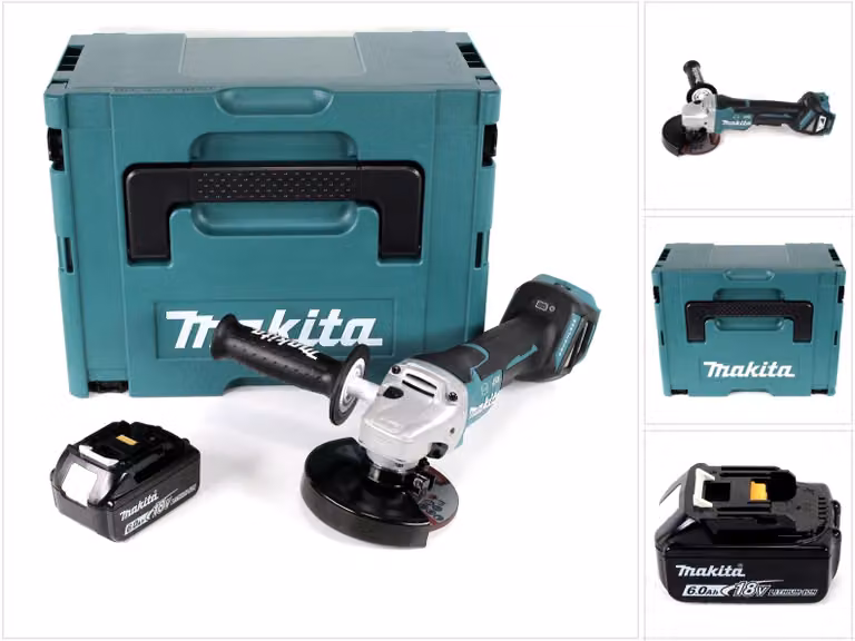 Makita DGA 517 G1J Smerigliatrice angolare a batteria 18V 125mm in valigetta Makpac + 1x Batteria BL1860 6,0Ah - senza caricabatterie