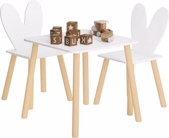 Tavolo per bambini con 2 sedie - costruito in MDF e legno - design scandinavo stile - ideale per asili nido e uso domestico