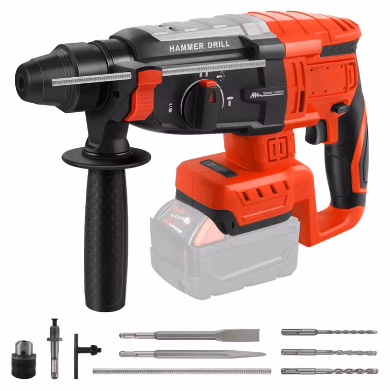 Trapano avvitatore a percussione cordless per batteria da 18V, attacco SDS Plus, 2.6J, 1250W