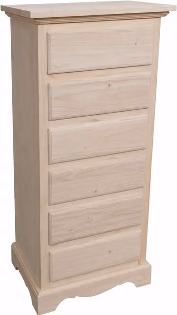 Cassettiera classica in legno di pino grezzo con 6 cassetti Mobili 2G L/P/H: 50 x 35 x 105 cm – 1