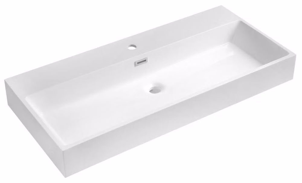 Lavabo AQUATIC, marmo fuso, 100x46cm, bianco