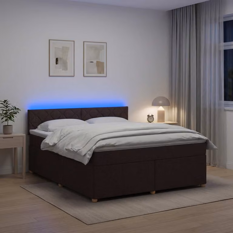 Letto box spring ibrido vidaXL con materasso a molle insacchettate e illuminazione sottostante, L/P: 180 x 200 cm