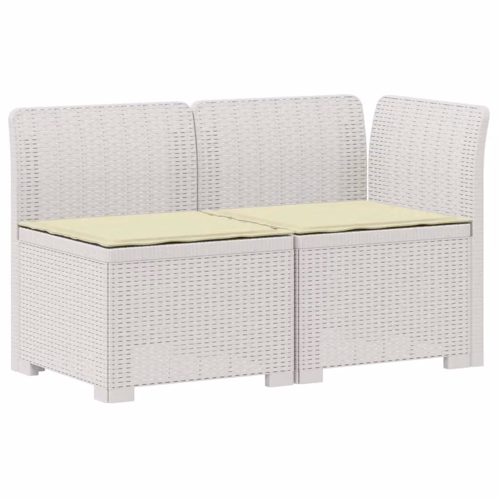 Divano da esterno a 2 posti con cuscini bianchi in stile rattan moderno per giardino e terrazzo – 2
