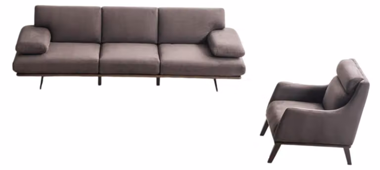 Graue Wohnzimmer Sofagarnitur Polstercouch Designer Textilsessel