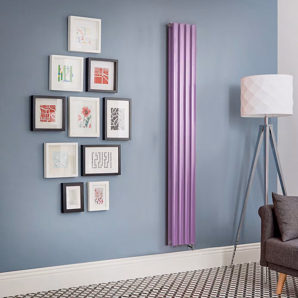 Radiatore Elettrico di Design Verticale Viola (Lush Purple) - Pannello Singolo - 1600mm x 236mm - Senza Termostato - Revive