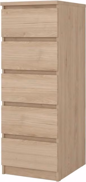 Kit Cassettiera Naia con 5 Cassetti Idroweb in Rovere, L 40 cm x P 50 cm x H 111 cm