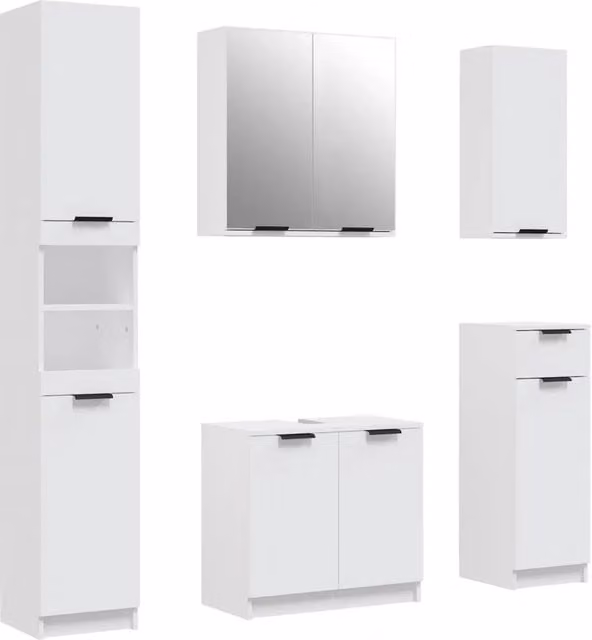 Set di mobili da bagno 5 pz contenitore elegante 64 x 34 x 90 cm in legno multistrato bianco 02_0055217