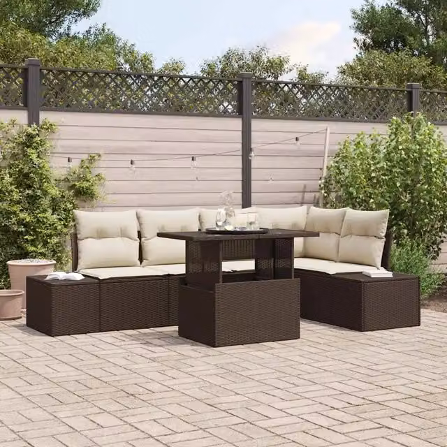 Set Divano da Giardino 6 pz Marrone polyrattan 3349184