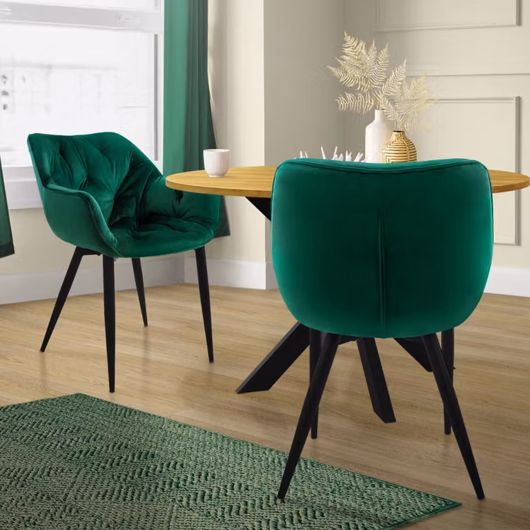 ML-Design set di 2 sedie da pranzo con schienale, verde scuro, in velluto