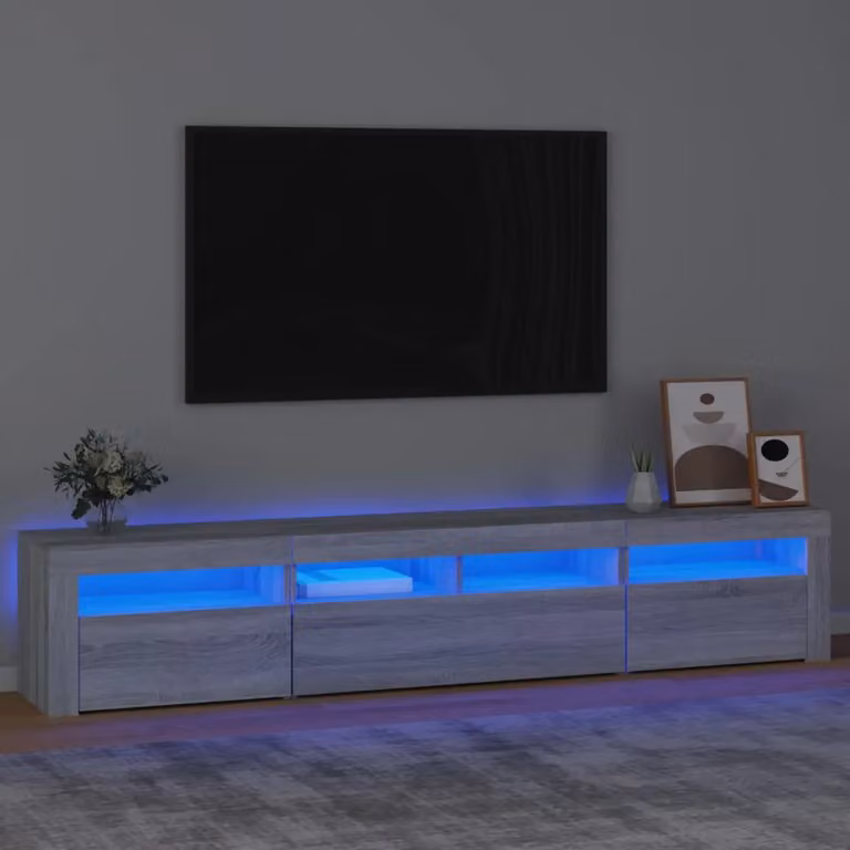 vidaXL Mobile Porta TV Moderno con Luci LED Integrate Grigio, L 210 x P 35 x H 40 cm