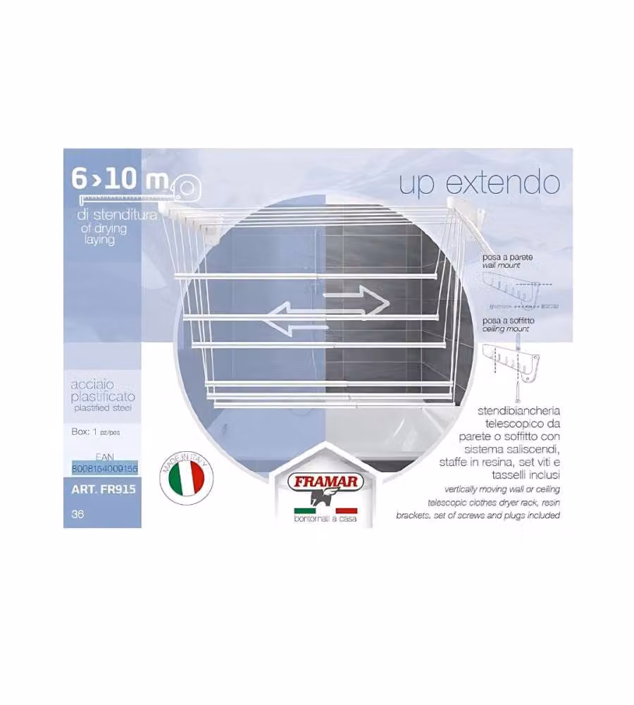 Framar Stendino Telescopico da Parete e Soffitto in Acciaio 6-10m