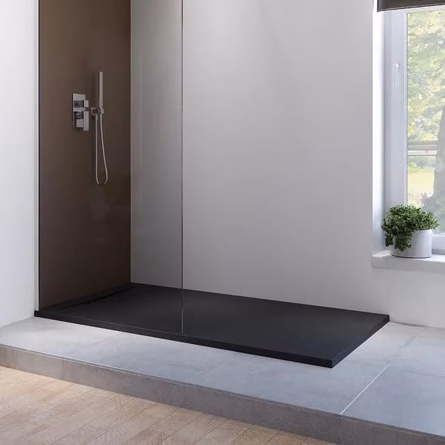 Piatto doccia 80x160 cm in marmoresina nero effetto pietra | Paros