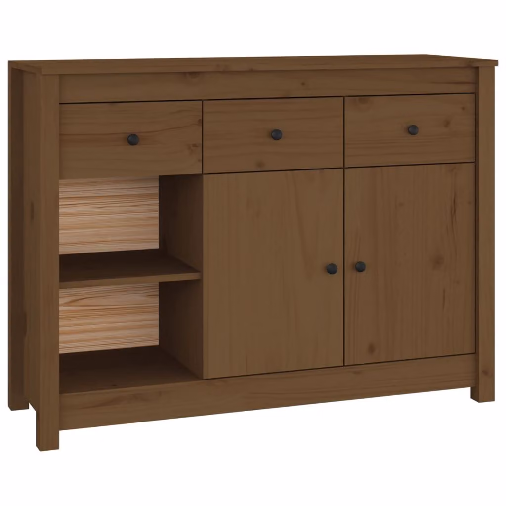 Credenza Marrone Ambrato 100x35x74 cm in Legno Massello di Pino