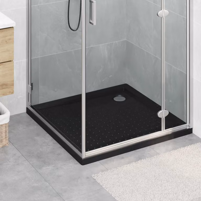 Vassoio base doccia quadrato vidaXL in ABS nero con superficie antiscivolo L/P/H: 90 x 90 x 4 cm