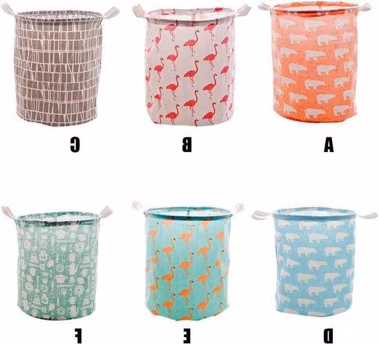 Contenitore per biancheria - Contenitore per abbigliamento - Cesto per biancheria sporca - Rivestimento impermeabile - 35x40 cm - Orso polare rosa