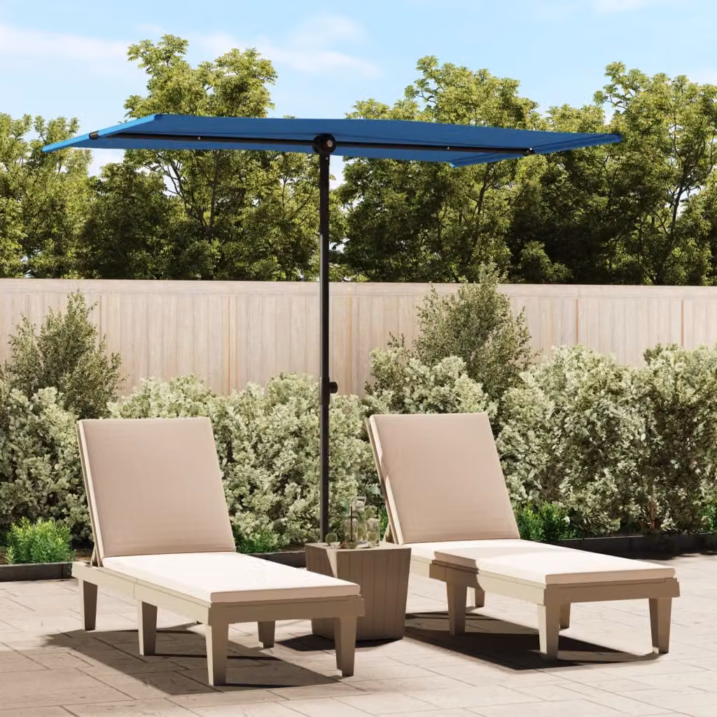Ombrellone The Living Store con asta in alluminio 2x1,5 m azzurro