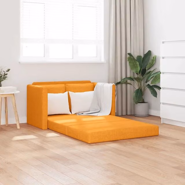 Divano Letto da Terra 2 in 1-Sofa Letto-Daybed Giallo Scuro 112x174x55 cm Tessuto