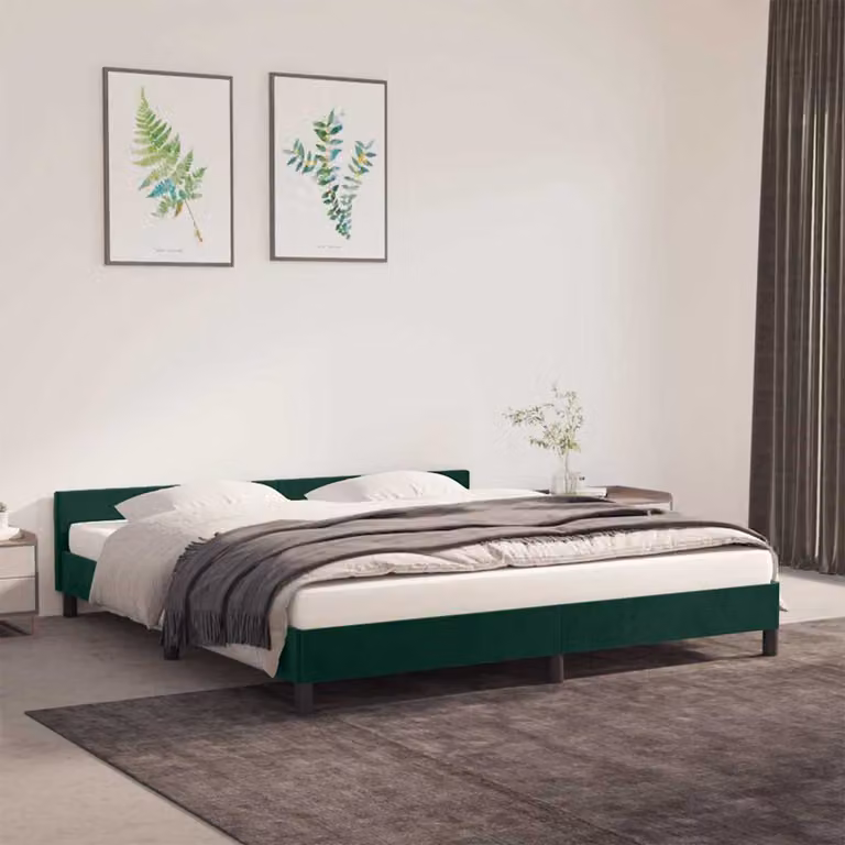 vidaXL Giroletto in Velluto Verde Scuro senza Materasso L: 160 cm, P: 200 cm, H: 166 cm