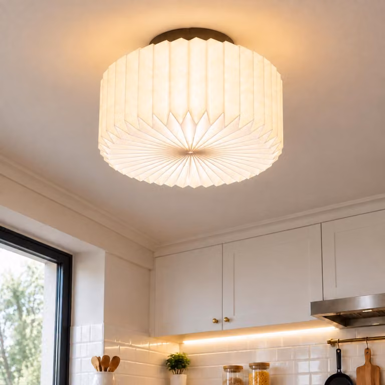 Lampada a soffitto vintage per cucina, lampada da cucina, paralume rotondo in carta, lampada per corridoio, attacco G9, lampada per camera da letto, adatta per corridoio, soggiorno e camera da letto, colore bianco