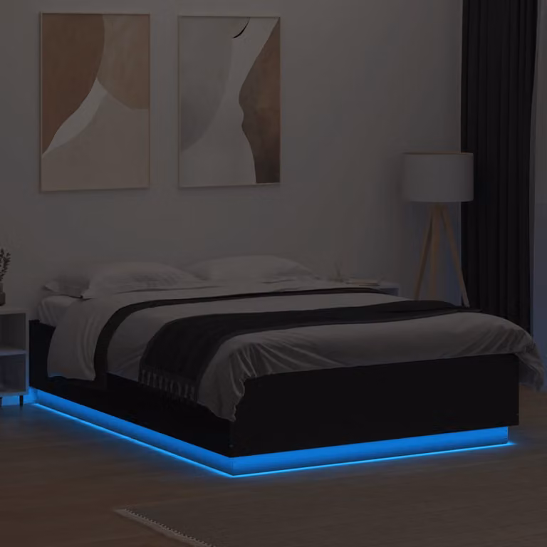 vidaXL Giroletto con LED senza Materasso Nero 150x200 cm