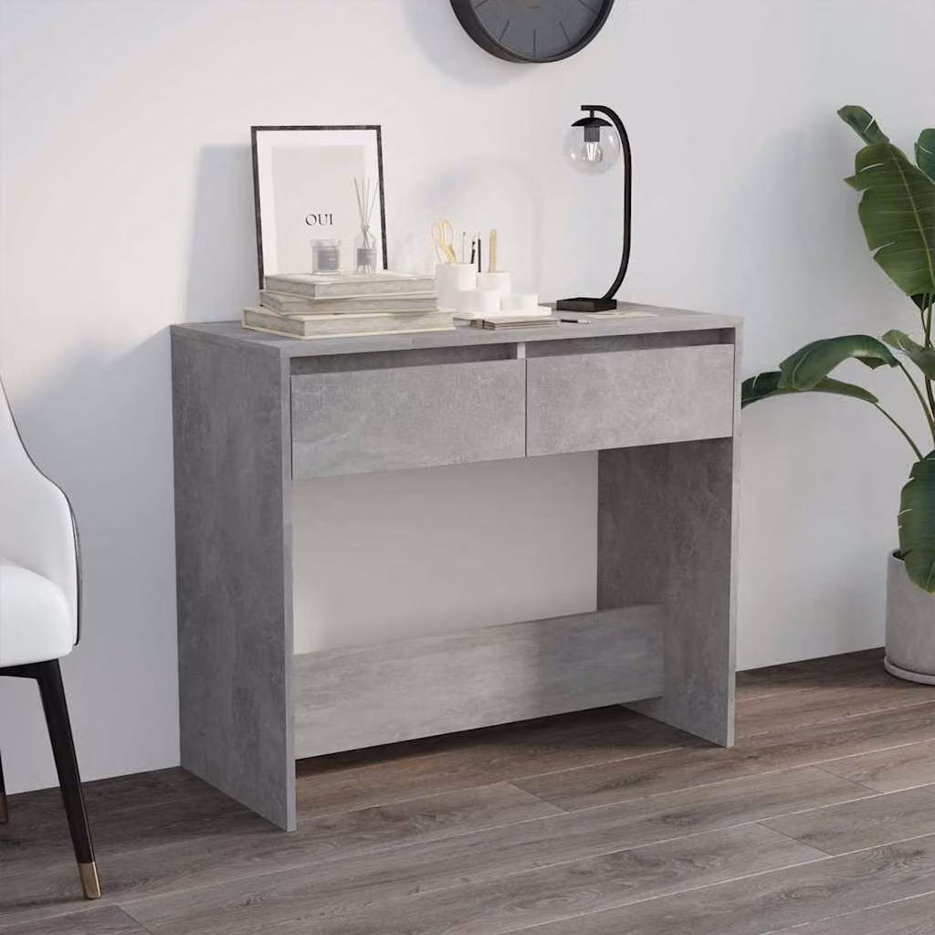 vidaXL Tavolo Consolle Moderno Grigio Cemento con Struttura in Acciaio L: 89 cm, P: 41 cm, H: 76,5 cm