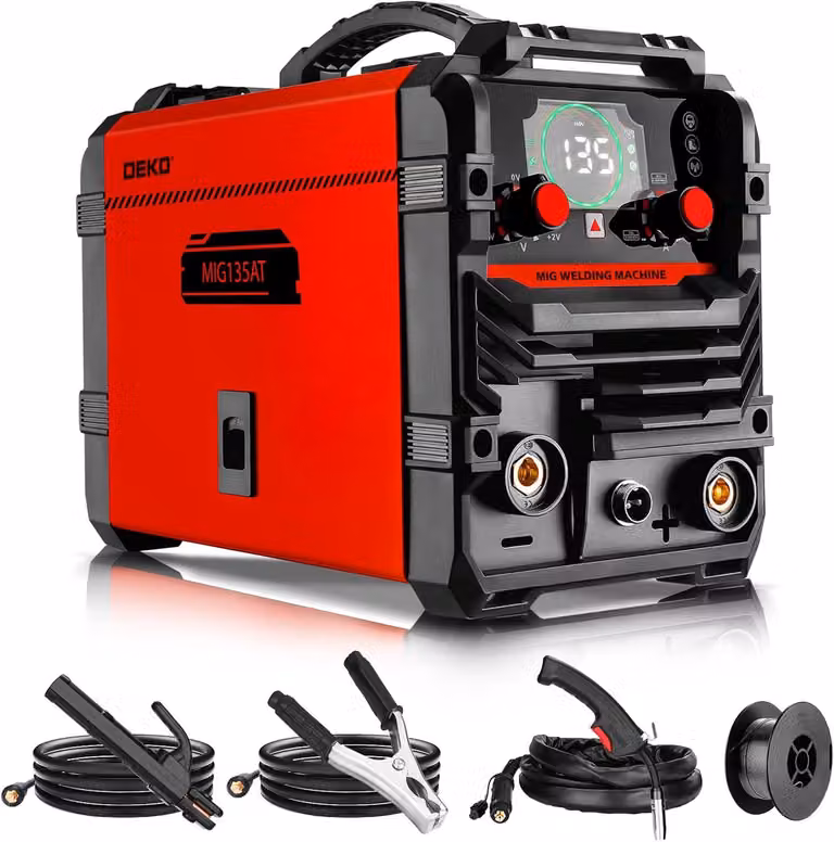 Saldatrice MIG 3-in-1 da 135A - Saldatrice portatile inverter IGBT per saldatura MIG, elettrodo (stick) e TIG (lift), con display digitale