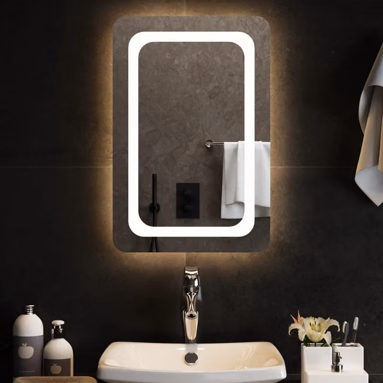 Specchio da bagno moderno vidaXL con luci LED, rettangolare, L: 40 cm, H: 60 cm