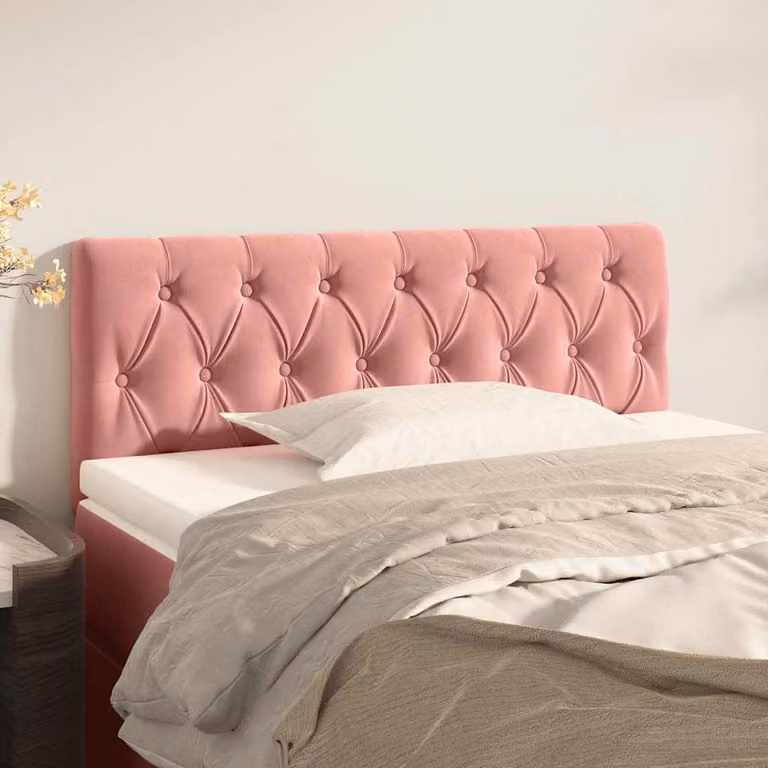 Testiera per letto vidaXL in tessuto rosa e velluto, L: 90 cm, P: 7 cm, H: 78-88 cm