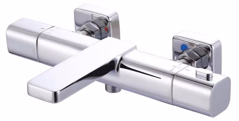 Rubinetto per vasca da bagno con termostato, miscelatore 2-in-1 per doccia e vasca, in ottone, con protezione anti-scottatura, attacco G1/2