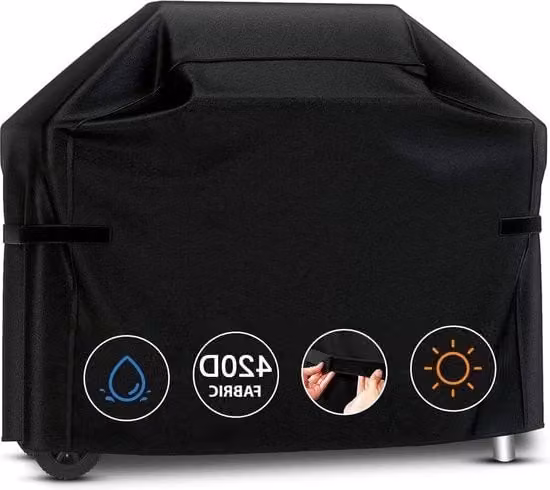 Copertura per griglia a gas grande 183x66x130cm - impermeabile - con cinturino - resistente al vento - resistente ai raggi UV - resistente ai graffi - nero