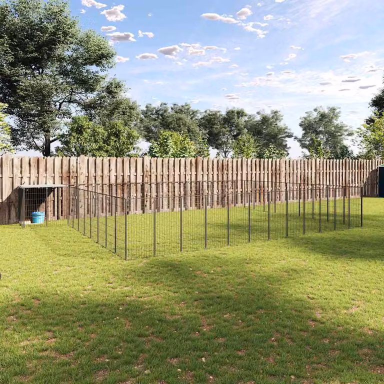 vidaXL Gabbia per Cani in Acciaio Nera e Argento per Giardino