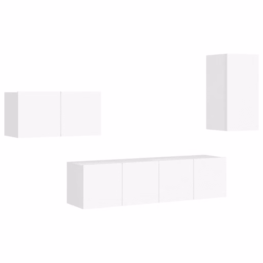 Set di 4 mobili porta TV moderni vidaXL in legno multistrato bianco per soggiorno – 2