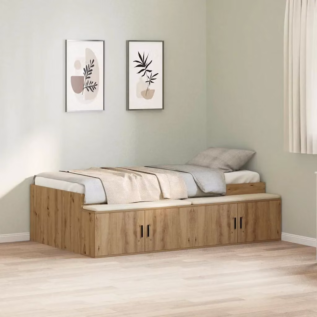 Struttura letto moderna con cassetti vidaXL in legno color rovere, L 200 x L 100 x H 53,5 cm