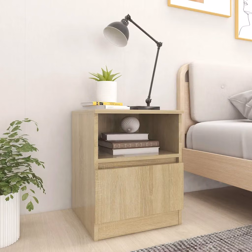 Comodino moderno vidaXL in legno multistrato Rovere Sonoma, colore beige/marrone, L/P/H: 40 x 40 x 50 cm