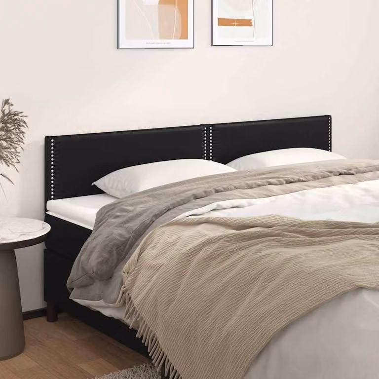 Testiera per letto vidaXL in similpelle nera con pannello imbottito, L: 180 cm, P: 5 cm, H: 78-88 cm