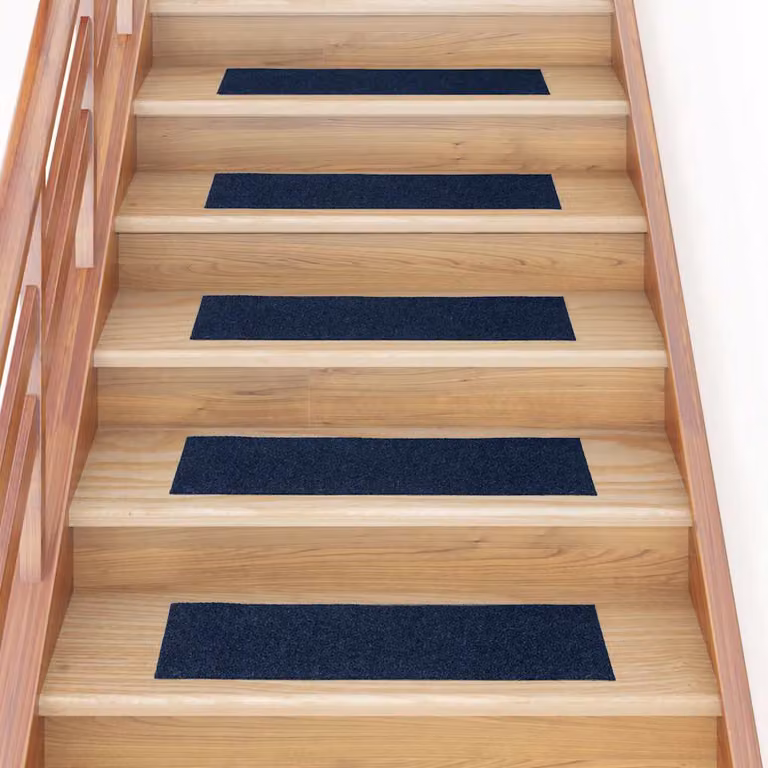 Set di 30 tappetini per scale autoadesivi vidaXL, rettangolari, blu navy, 76 x 20 cm