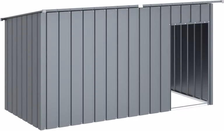 Casetta Cani con Tetto Antracite 196x91x110 cm Acciaio Zincato