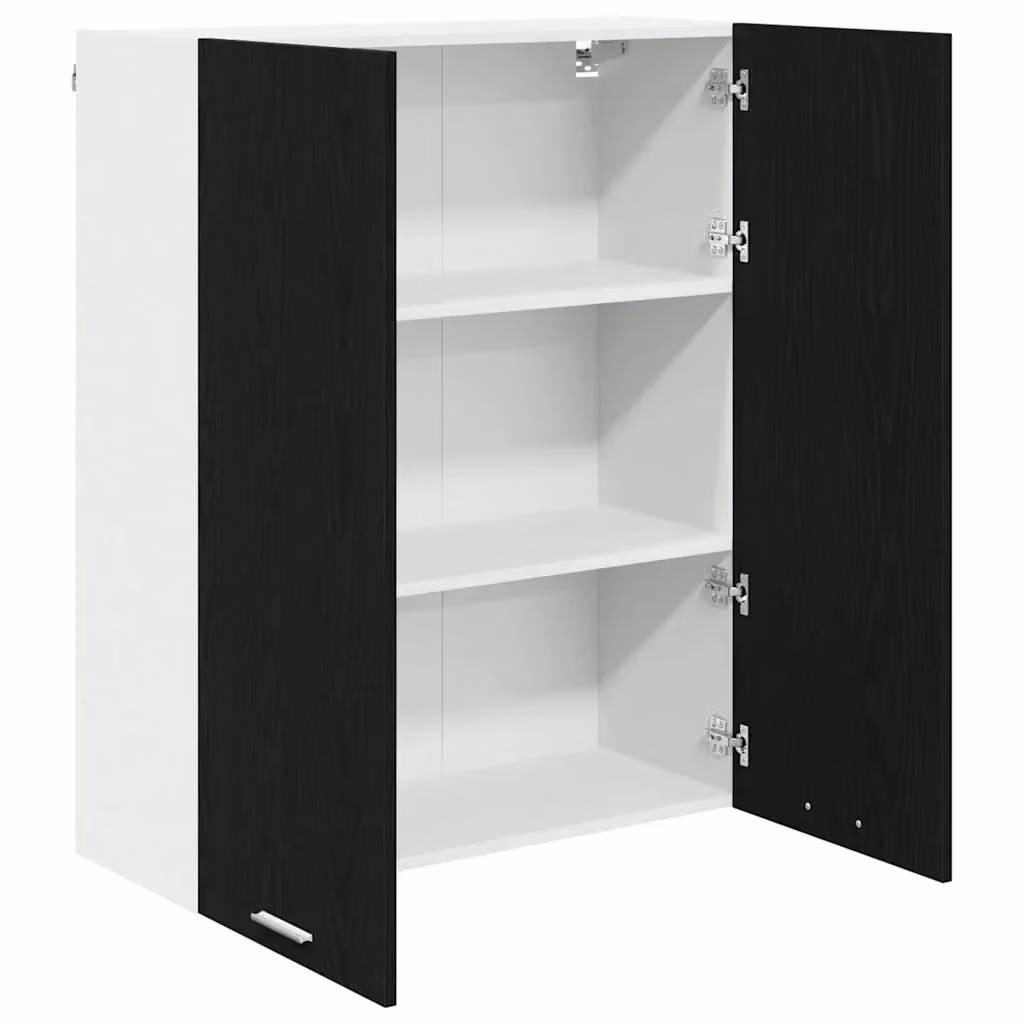 Armadio a muro moderno HELLOSHOP26 in legno composito rovere nero con ante a battente, L: 80 cm, P: 31 cm, H: 100 cm – 2